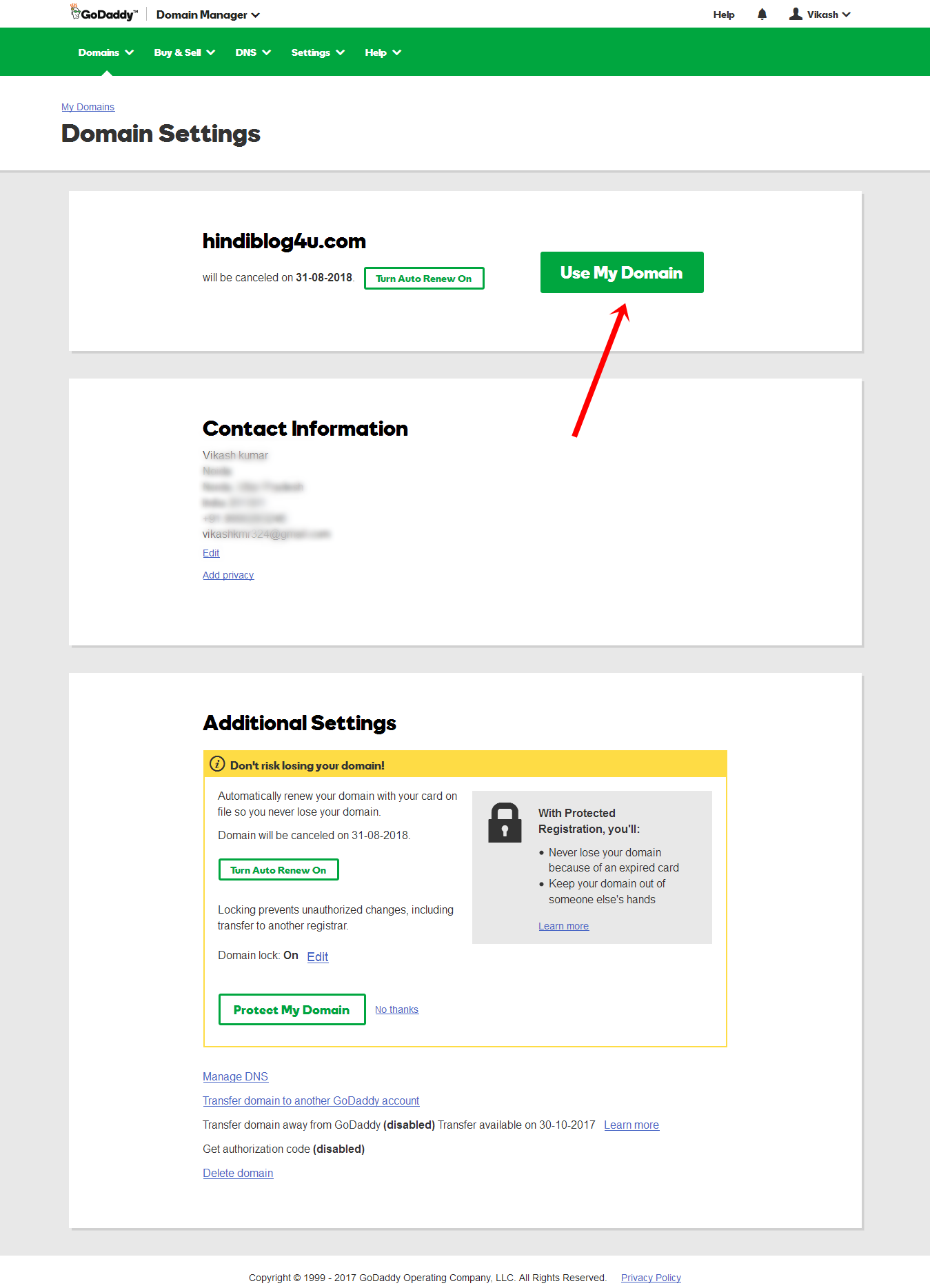 Use my domain Godaddy