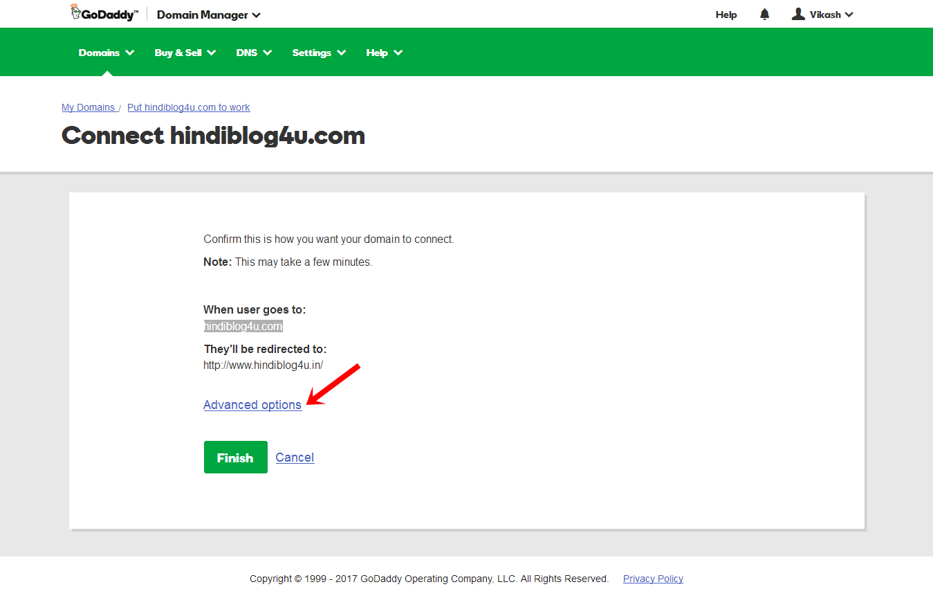 Domain advance option