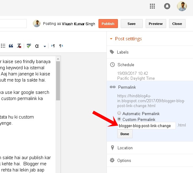 Custom Permalink Blogger Blog