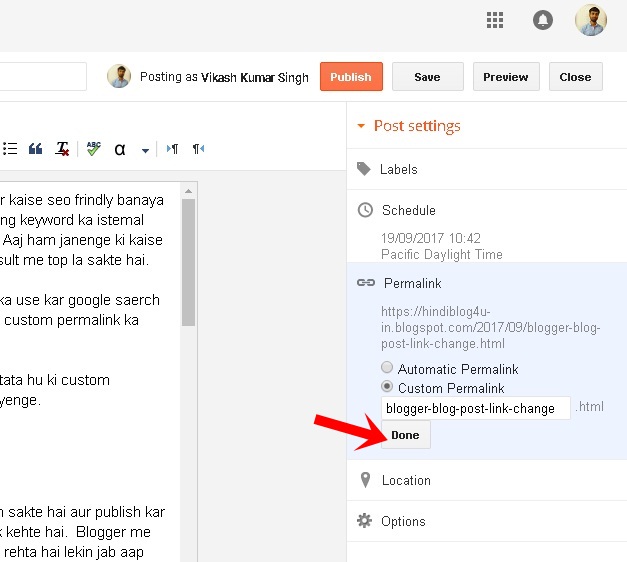 Custom Permalink Blogger Blog