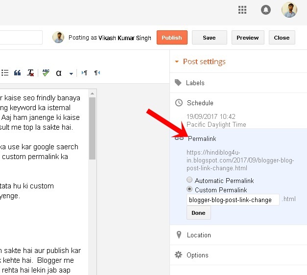 Custom Permalink Blogger Blog