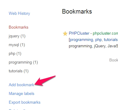Google Add Bookmark