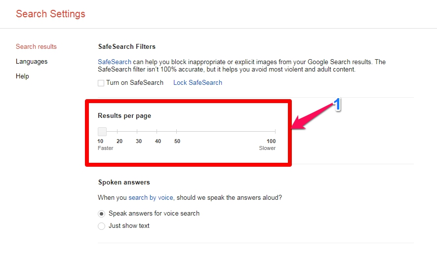 Google search results per page 