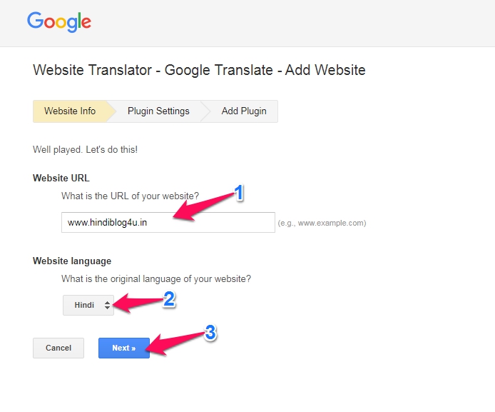 website info google translate