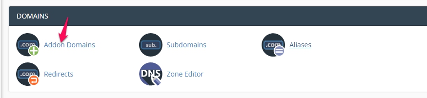 cpanel addon domain button