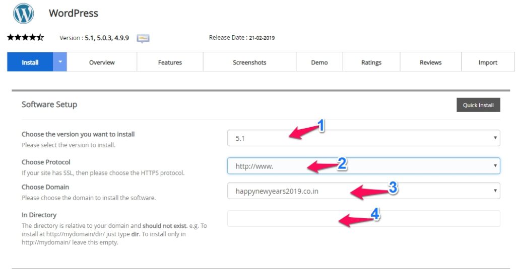Wordpress setup