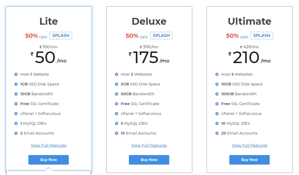 Milesweb Hosting plan image